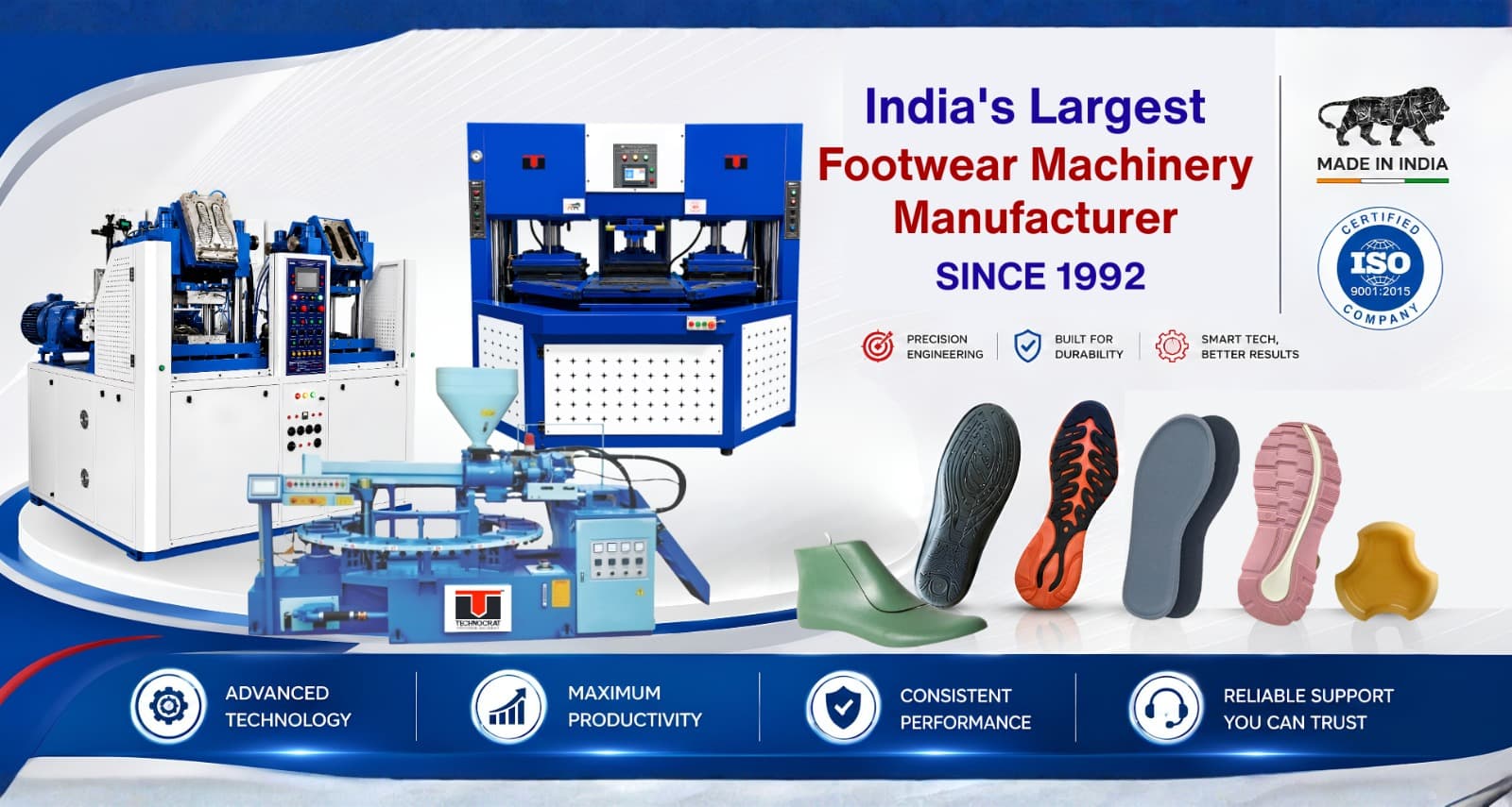 Technocrat footwear sole moulding machines and sample soles